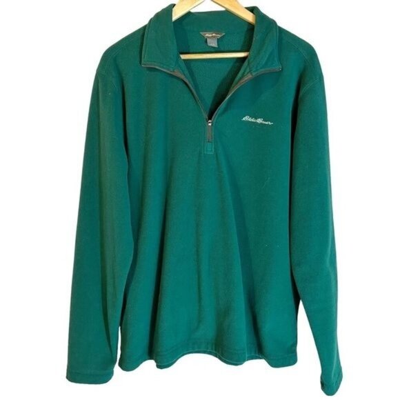 Eddie Bauer Quarter Zip Fleece Pullover L Gorpcore Alder Green Outdoor - Picture 2 of 5